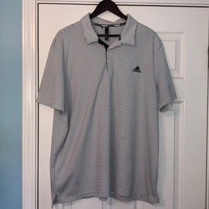 ADIDAS White Black Stripe Short Sleeve Polo Golf Shirt Size XXL